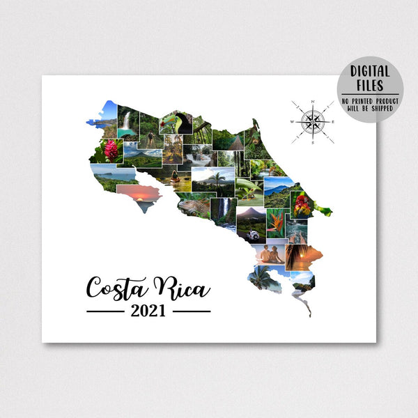 Travel Photo Collage | Map Photo Collage | Costa Rica Photo Collage