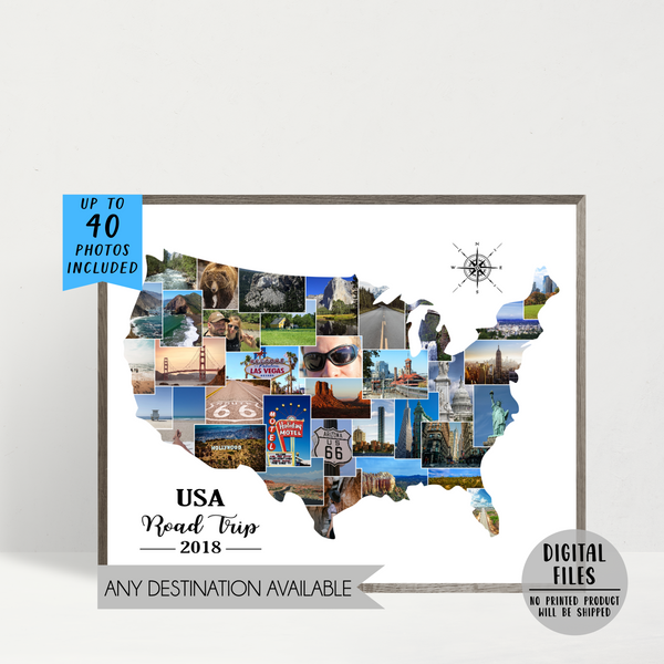 usa photo collage - us travel pictures collage - usa map photo collage