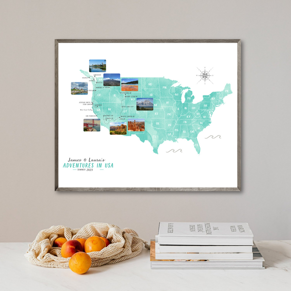 Personalized Travel Map | USA Road Trip Map | USA Adventure Map
