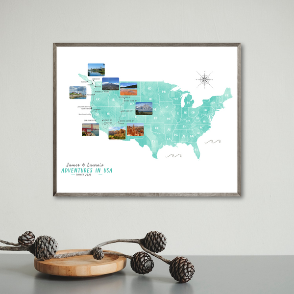 Personalized Travel Map | USA Road Trip Map | USA Adventure Map