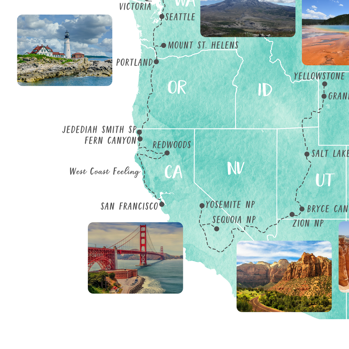 Personalized Travel Map | USA Road Trip Map | USA Adventure Map ...