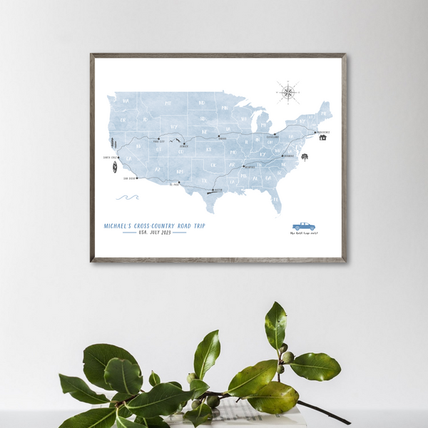 Personalized Travel Map | USA Adventure Travel Map | Road Trip Map