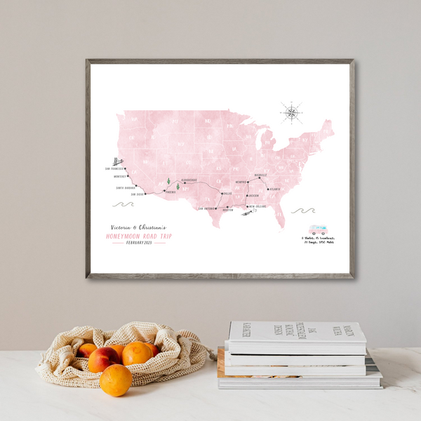 Personalized Travel Map | USA Adventure Travel Map | Road Trip Map