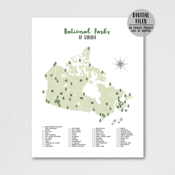 Canada National Parks map and checklist for exploring national parks