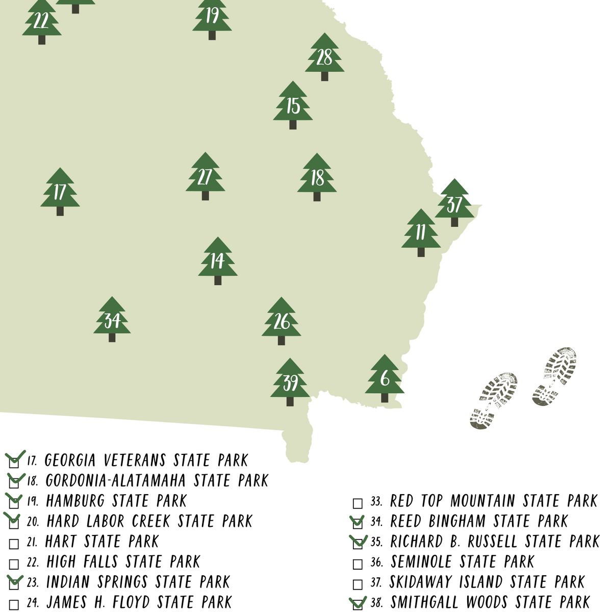 State Parks Map Gift For Hiker Map Digital Print Nomadic Spices
