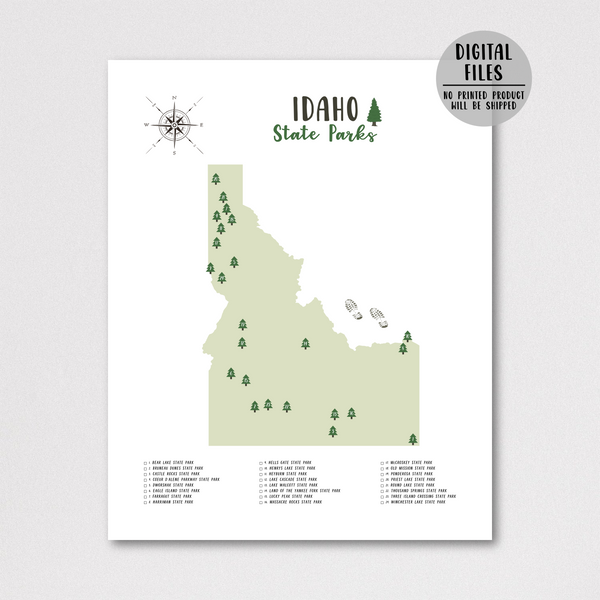 idaho state parks map print-gift for hiker