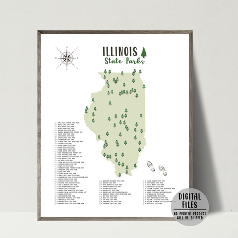 illinois state parks map poster-gift for adventurer