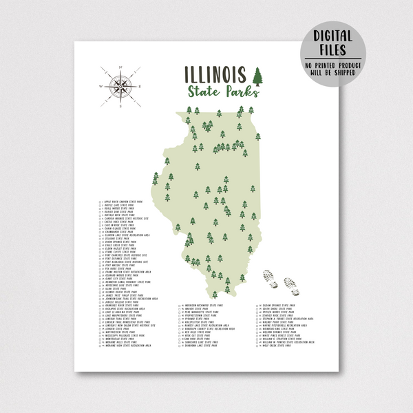illinois state parks map print-gift for hiker