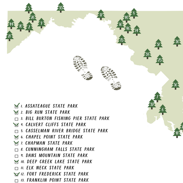 maryland state parks map-maryland state parks checklist-gift for traveler