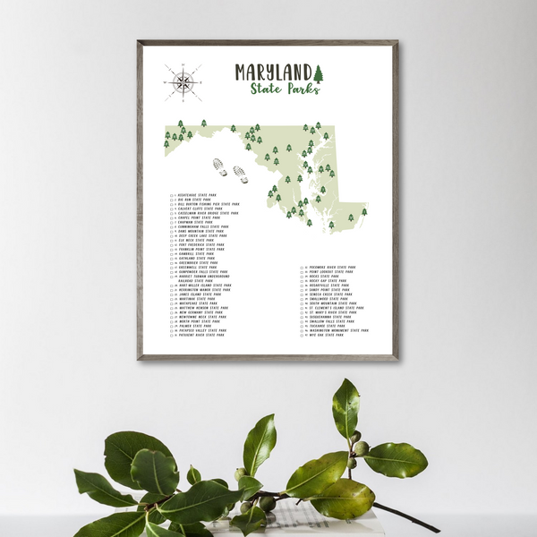 maryland state parks map print-gift for adventurer