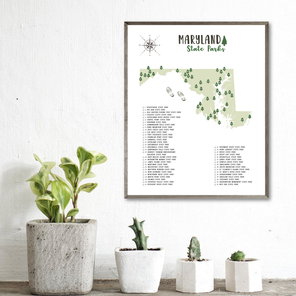 maryland state parks map poster-gift for hiker