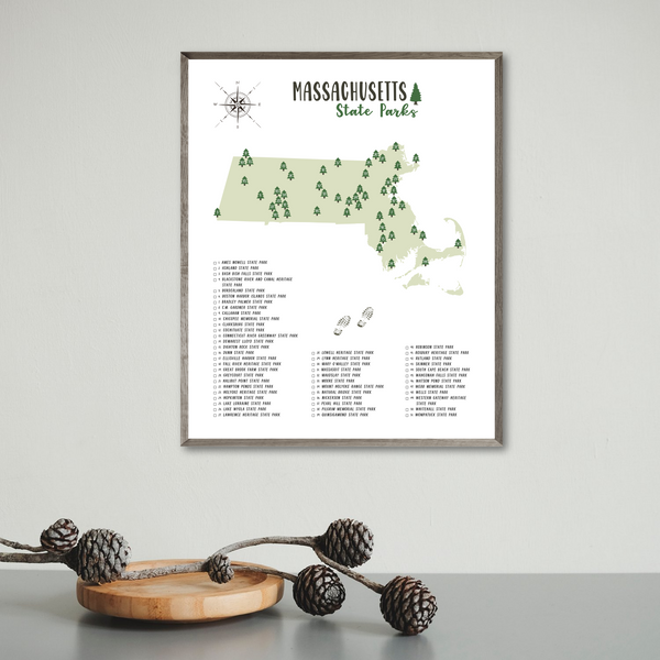 massachusetts state parks map print-gift for traveler