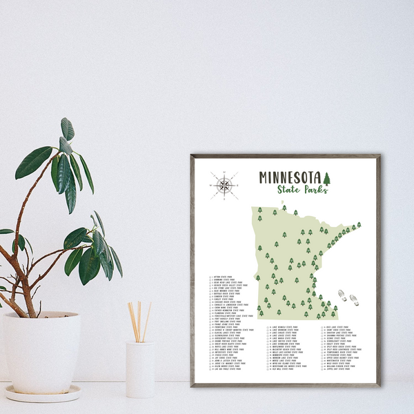minnesota state parks map poster-gift for adventurer