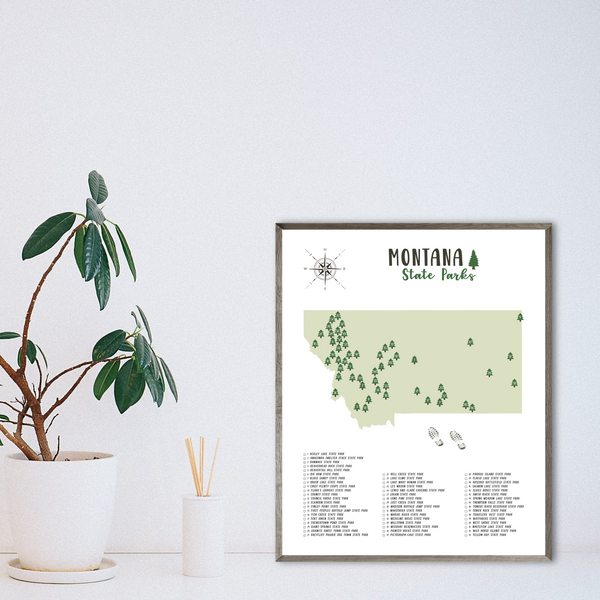 montana state parks map print-wall art map