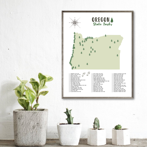 oregon state parks map print-gift for adventurer