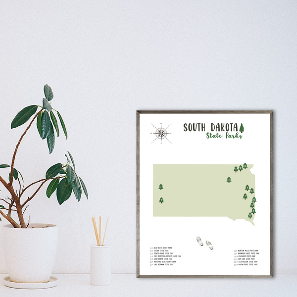 south dakota state parks map print-gift for him