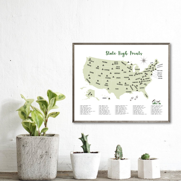 State high points map - USA mountain map