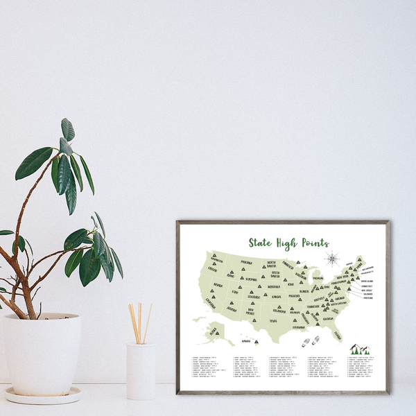 state highest peak map - state high points map