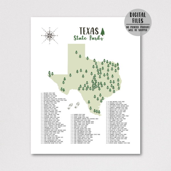 texas state parks map print-gift for hiker