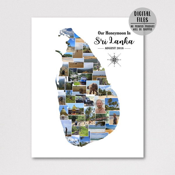 personlaized photo collage-travel map collage-honeymoon collage