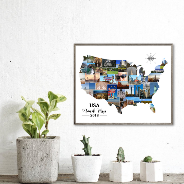 map photo collage-personalized travel collage-gift for traveler