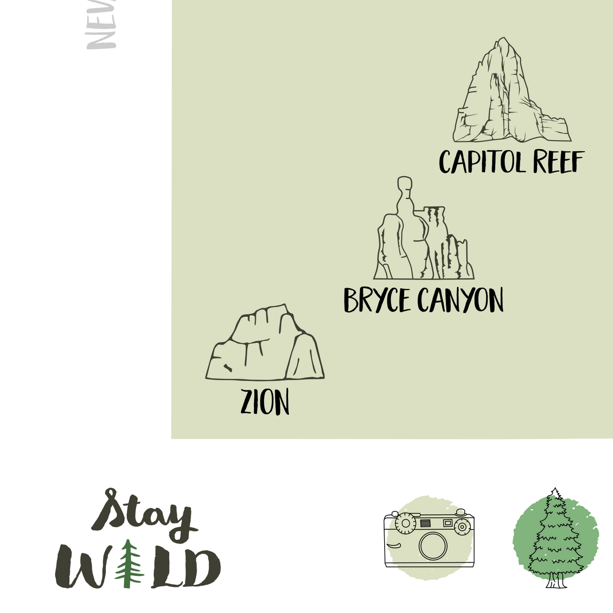Utah National Parks Map | Utah Map | Digital Print | Gift For Hiker