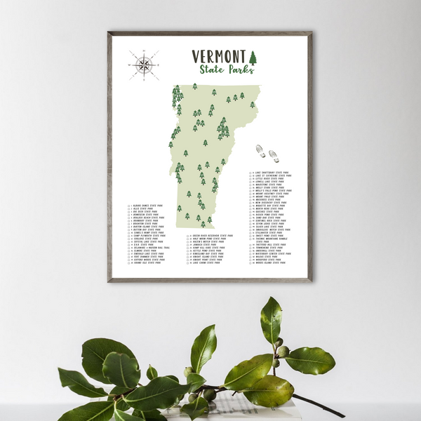 vermont state parks map print-gift for adventurer