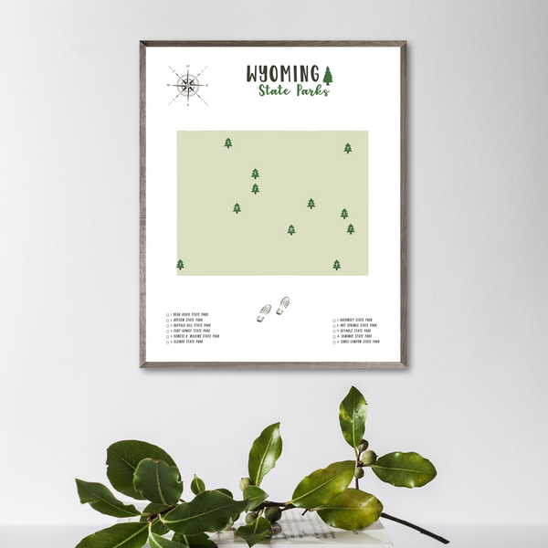 wyoming state parks map print-gift for traveler