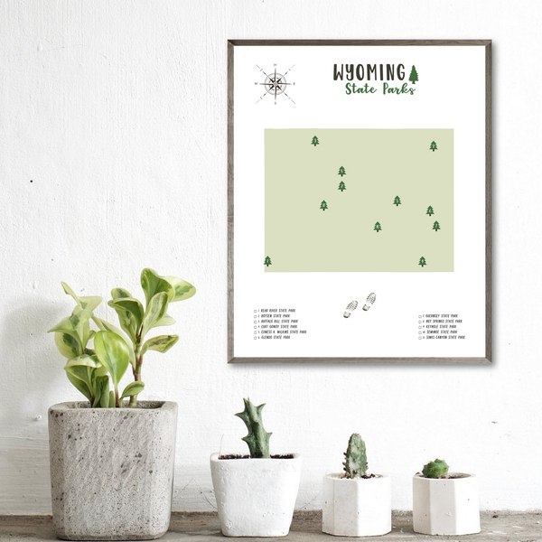 wyoming state parks map poster-travel map gift ideas