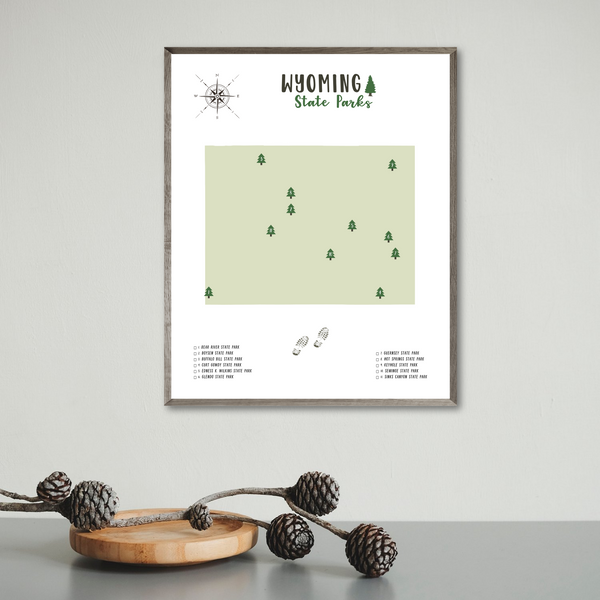 wyoming state parks map print-hiker gift map print