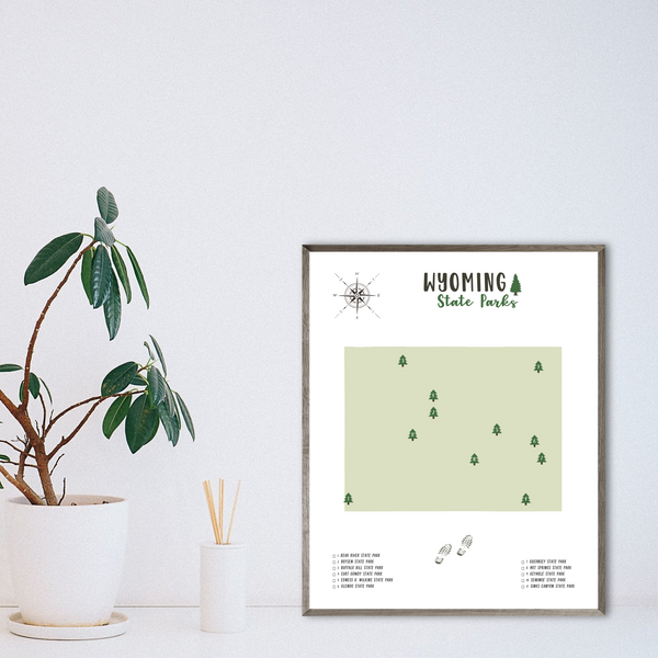 wyoming state parks map print-gift for adventurer