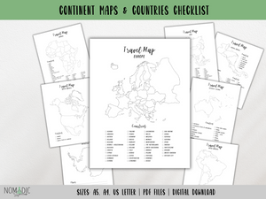 World Travel Maps Bundle - Checklist | Not Labelled Maps | Digital Download