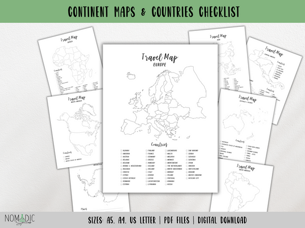 World Travel Maps Bundle - Checklist | Not Labelled Maps | Digital Download