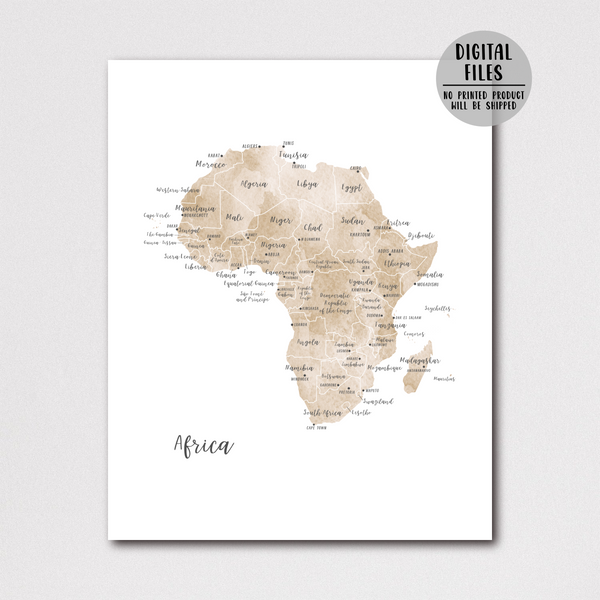 Africa Map | Watercolor Map | Digital Print