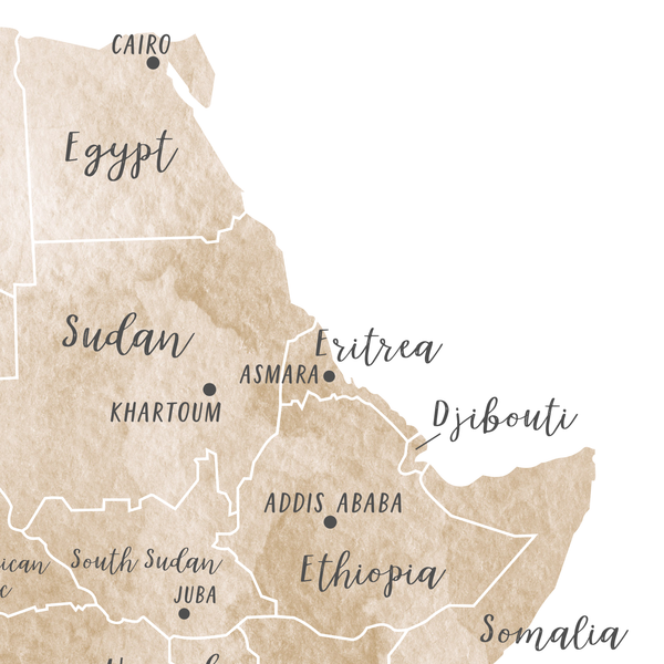 Africa Map | Watercolor Map | Digital Print
