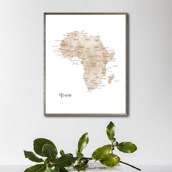 Africa Map | Watercolor Map | Digital Print