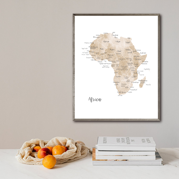 Africa Map | Watercolor Map | Digital Print