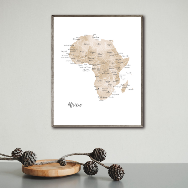 Africa Map | Watercolor Map | Digital Print