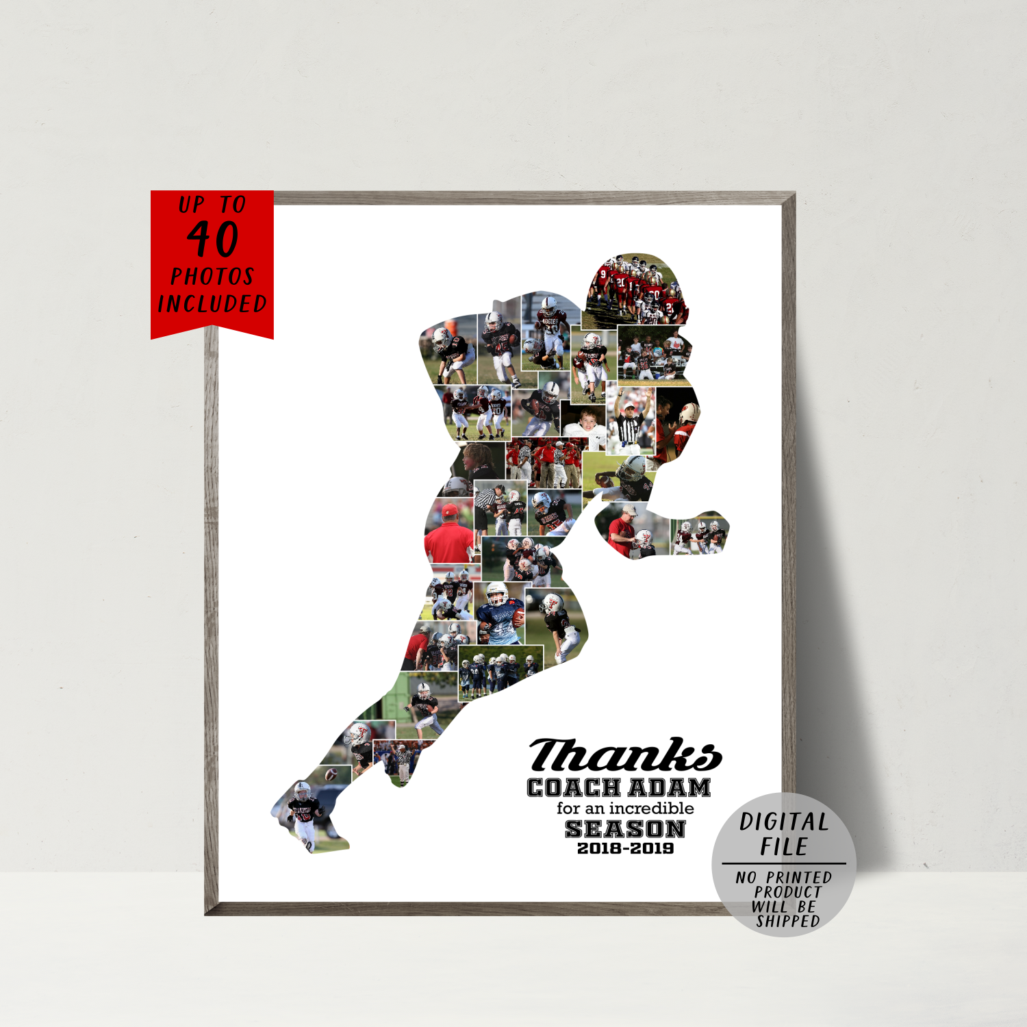 american football photo collage personalized with your pics-coach photo collage gift-gift ideas for coach-american football pictures collage