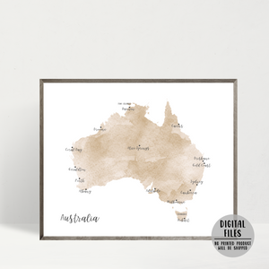 Australia Map | Watercolor Map | Digital Print