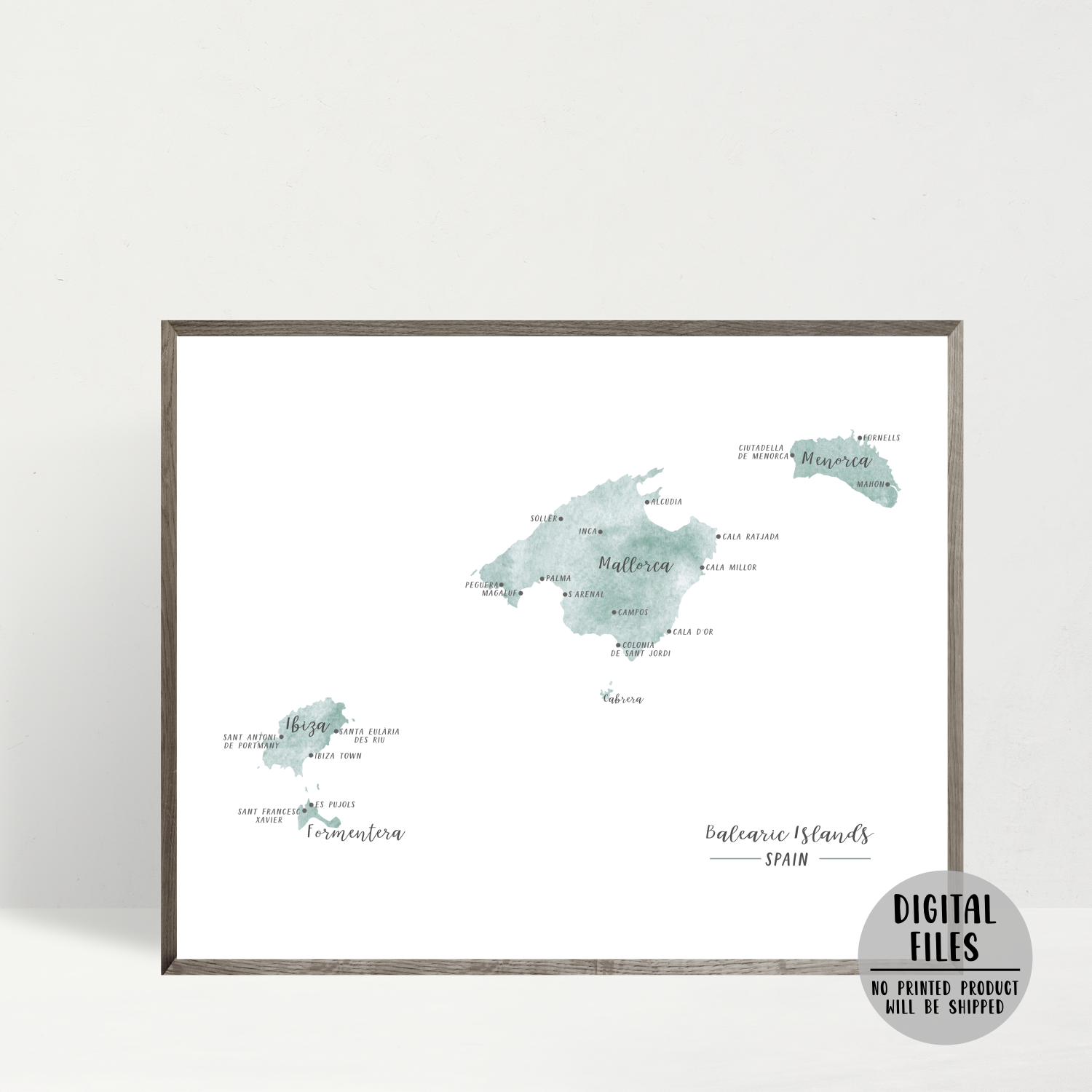 Balearic Islands Map | Spain Islands Map | Watercolor Map | Digital Print