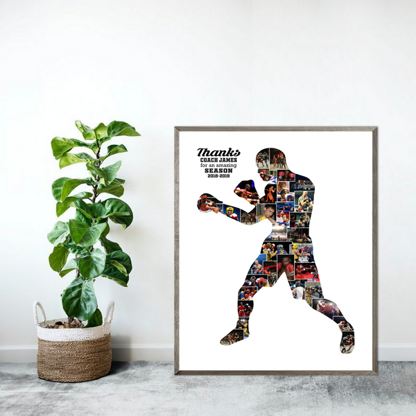 gift for boxing coach-boxer photo collage-personalized boxing collage with your pictures-photos display idea