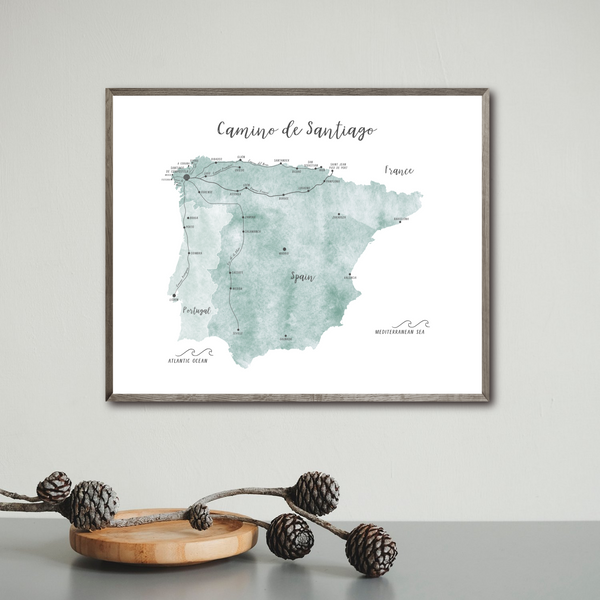 Camino De Santiago Map | Way Of Saint James Map | Digital Print | CS5