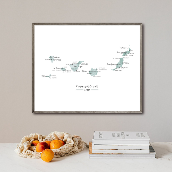 Canary Islands Map | Spain Islands Map | Watercolor Map | Digital Print