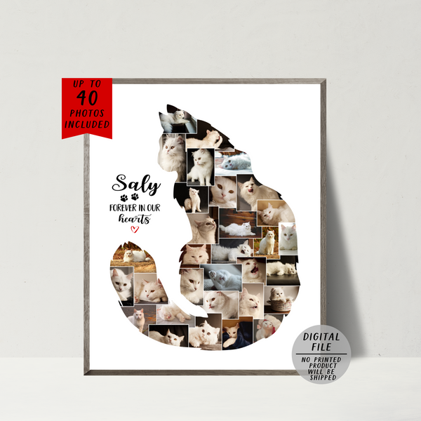 Cat Photo Collage | Pet Memorial Collage | Personalized Your Cat Collage