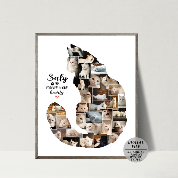 Cat Photo Collage | Pet Memorial Collage | Personalized Your Cat Collage