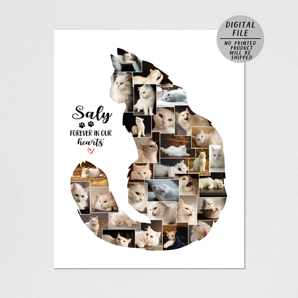 Cat Photo Collage | Pet Memorial Collage | Personalized Your Cat Collage