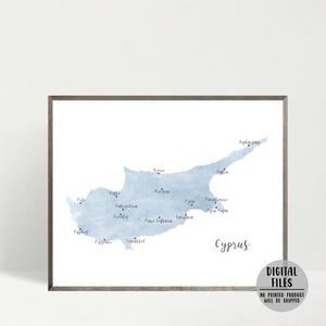 Cyprus Map | Watercolor Map | Digital Print