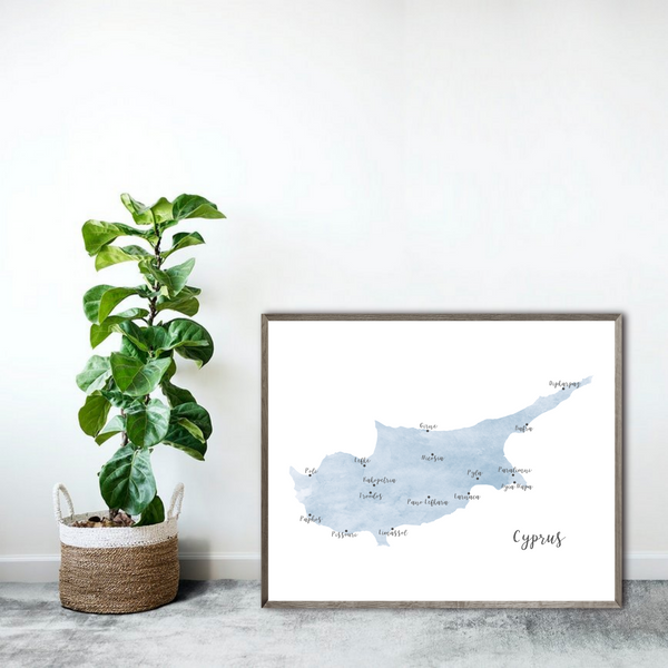 Cyprus Map | Watercolor Map | Digital Print