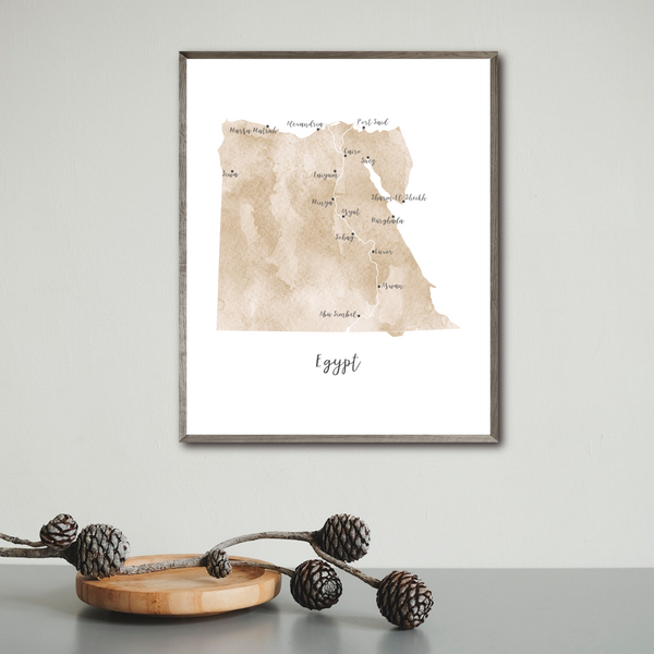 Egypt Map | Watercolor Map | Digital Print
